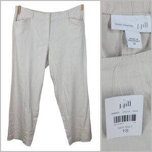NEW J Jill Love Linen Stretch Waist Wide Leg Pants Plus Size 18 18W NWT Sea Salt